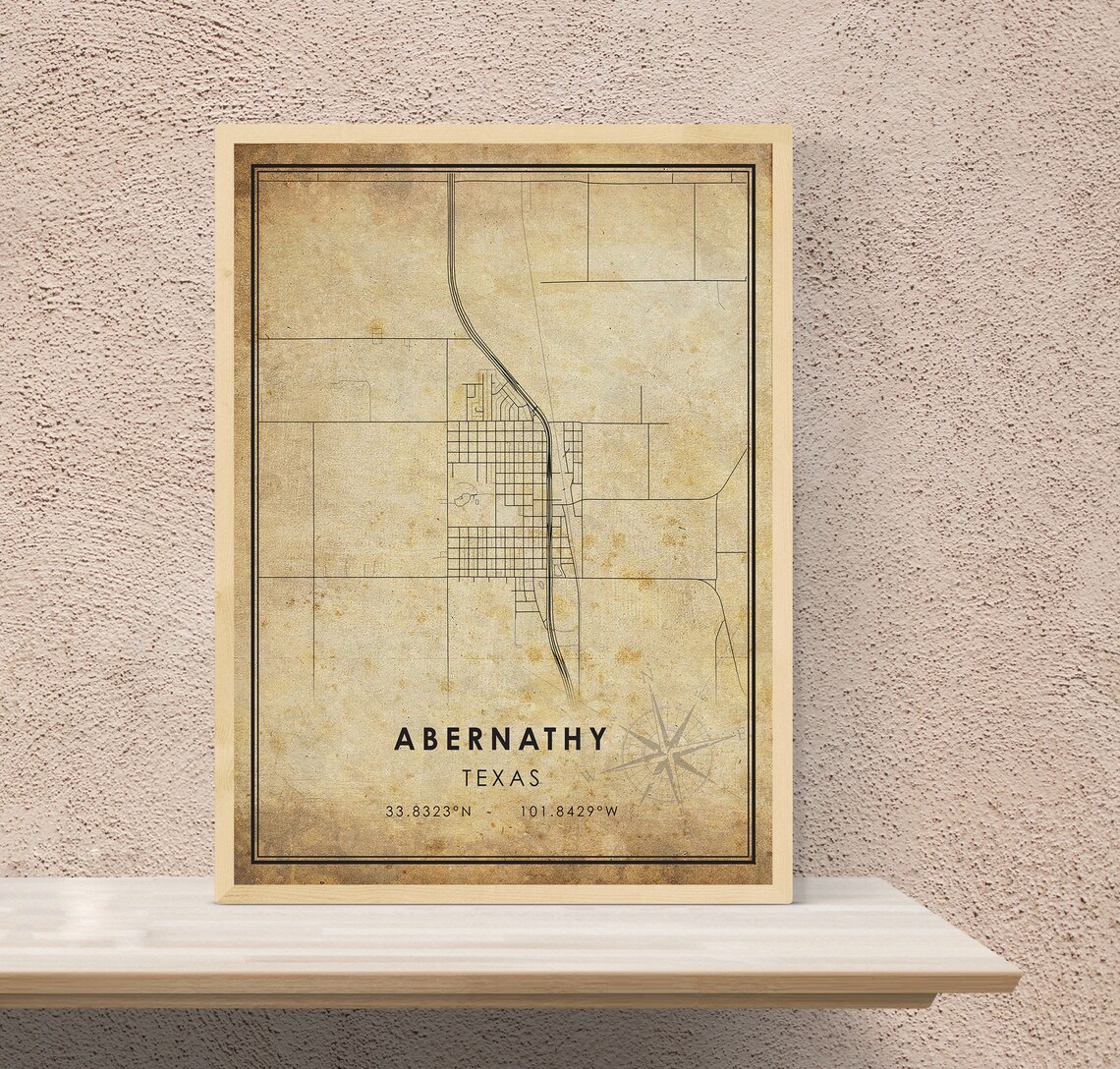 Abernathy Vintage Map Print Abernathy Map Abernathy Texas Etsy