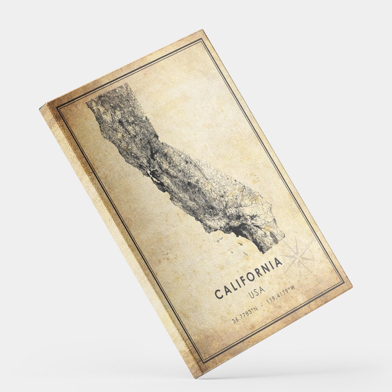 California Vintage Map Print California Map State Map Art - Etsy