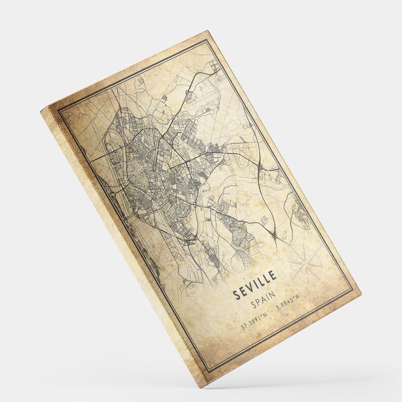 Seville Vintage Map Print | Seville Spain Map | Seville City Road Map Poster Canvas image 7