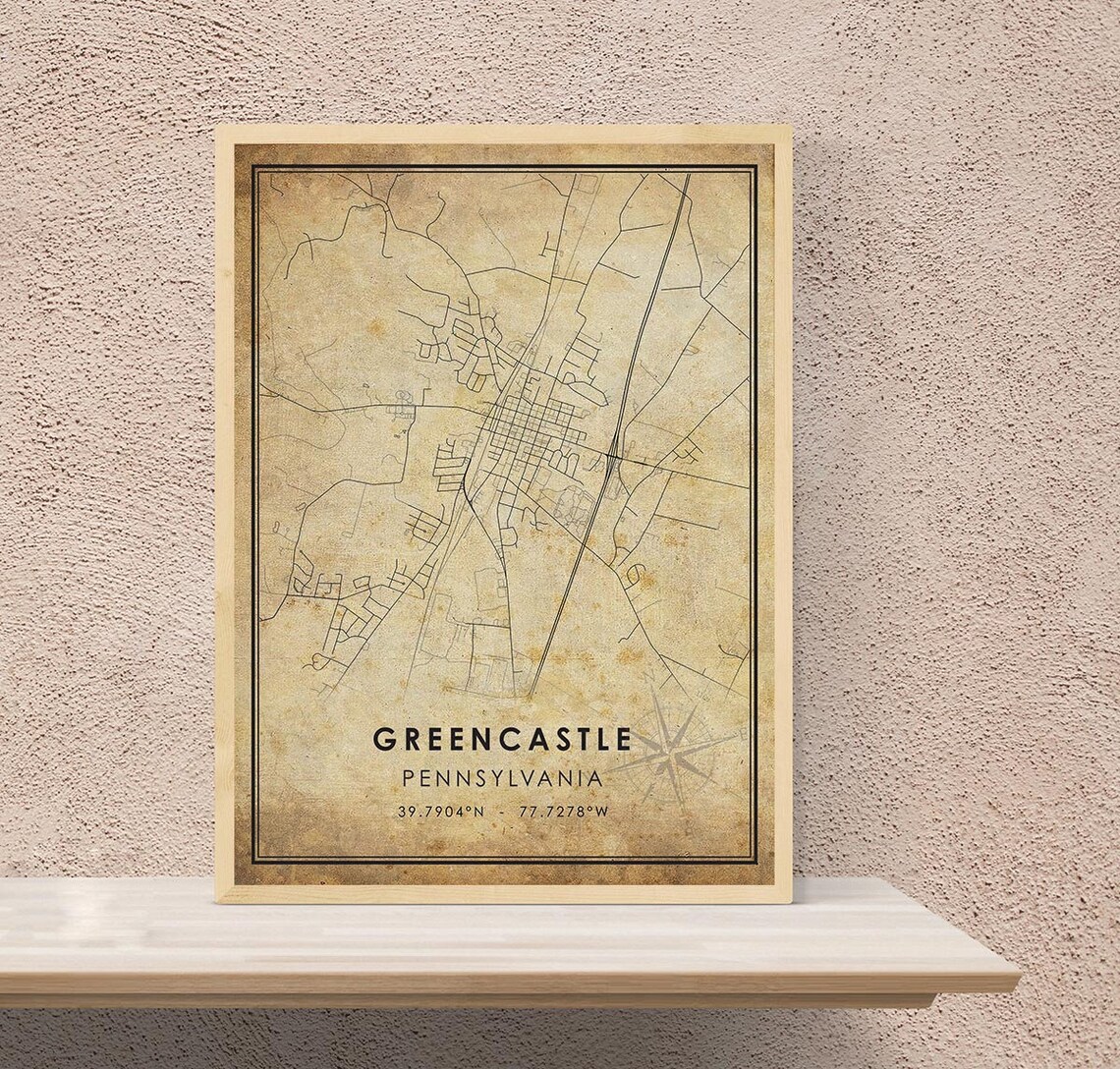 Greencastle Map Print Greencastle Map Pennsylvania Map Art Etsy