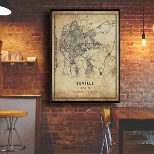 Seville Vintage Map Print | Seville Spain Map | Seville City Road Map Poster Canvas image 4