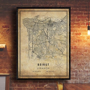 Beirut Map Print | Beirut Map | Lebanon Map Art | Beirut City Road Map Poster | Vintage Gift Map