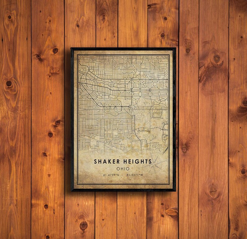 Shaker Heights Map Print Shaker Heights Map Ohio Map Art Etsy