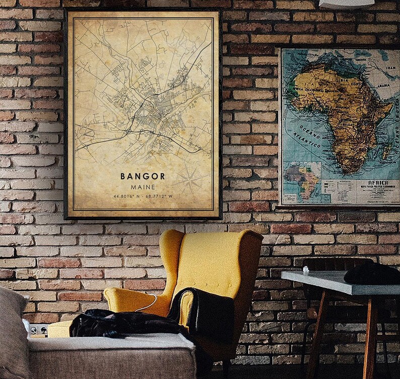 Bangor Map Print Bangor Map Maine Map Art Bangor City Road Map Poster