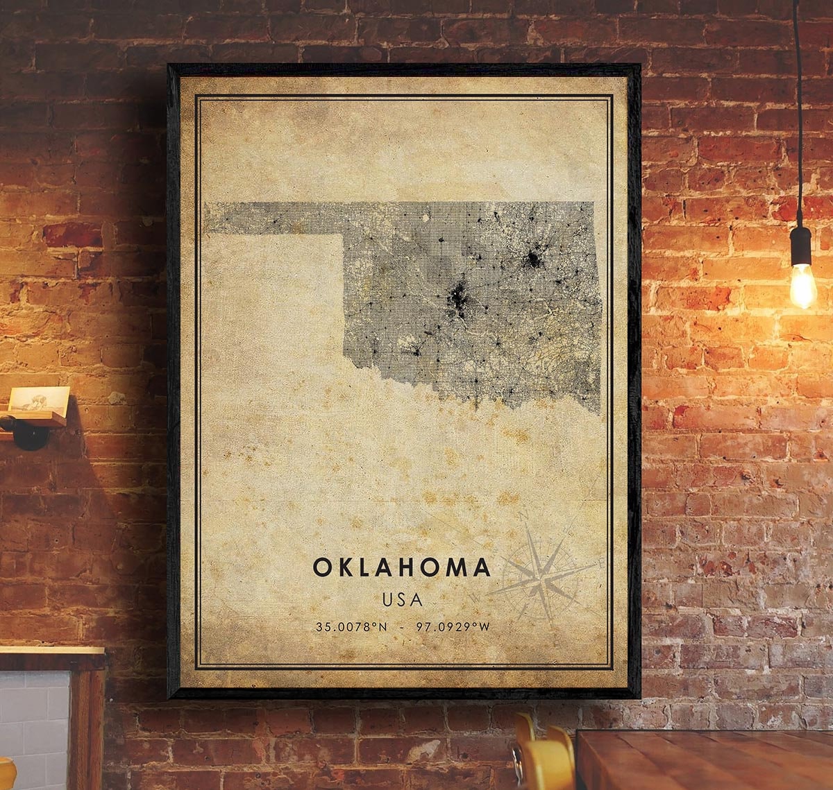Oklahoma Vintage Map Print Oklahoma Map Oklahoma State Map - Etsy