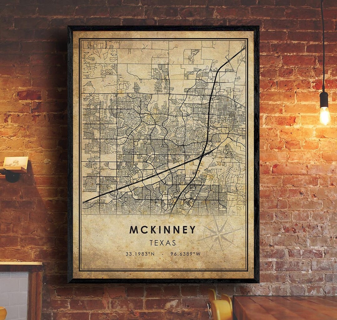 Mckinney Vintage Map Print Mckinney Map Texas Map Art Mckinney City