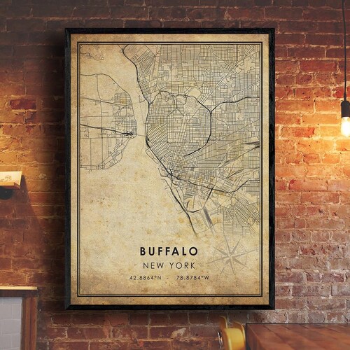 Buffalo Map Buffalo New York City Map Home Town Map Etsy