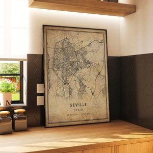 Seville Vintage Map Print | Seville Spain Map | Seville City Road Map Poster Canvas image 6