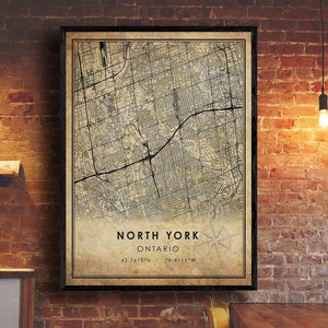 North York Map Print | North York Map | Ontario Map Art | North York City Road Map Poster | Vintage Gift Map