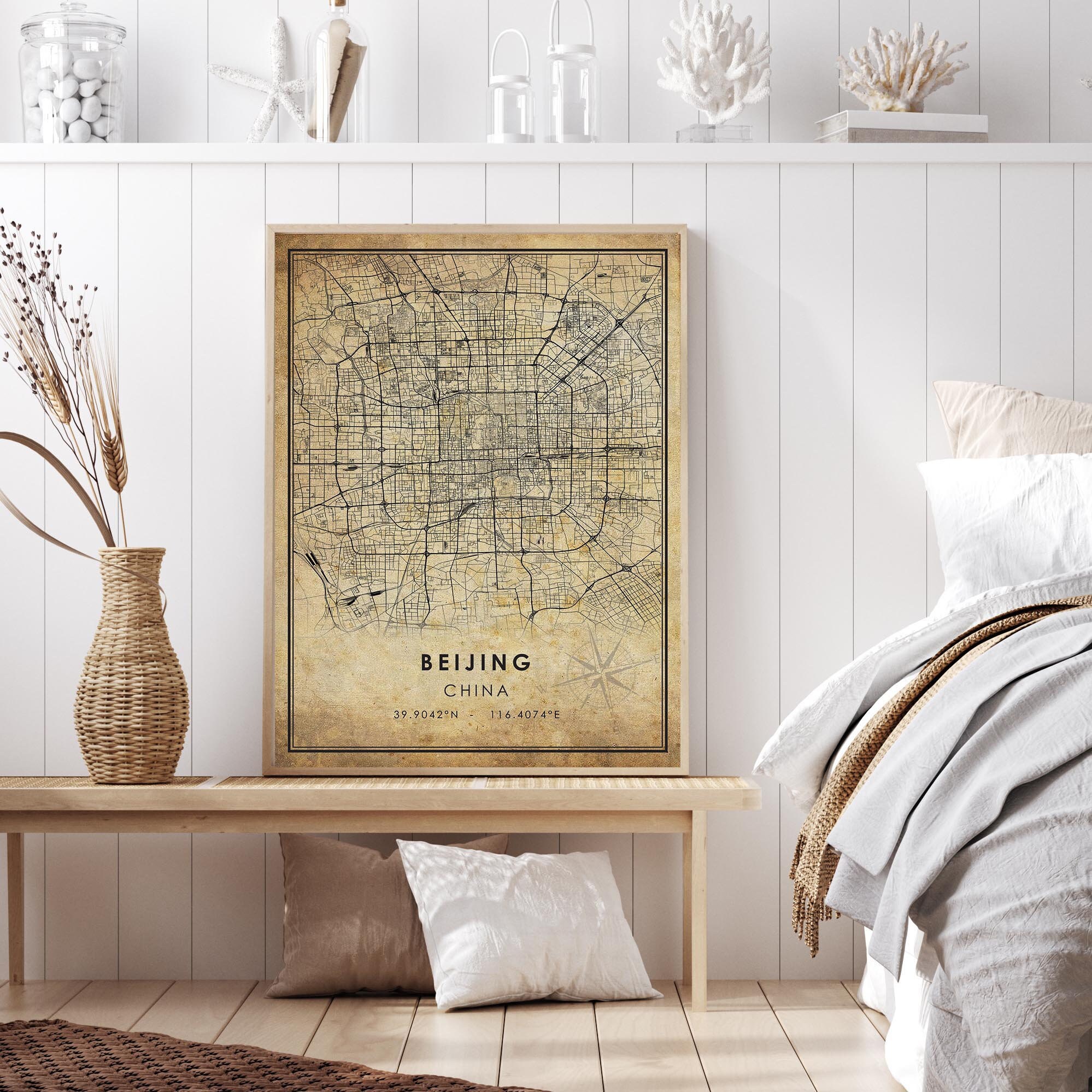 Beijing Vintage Map Print | Beijing Map | China Map Art | Beijing City ...