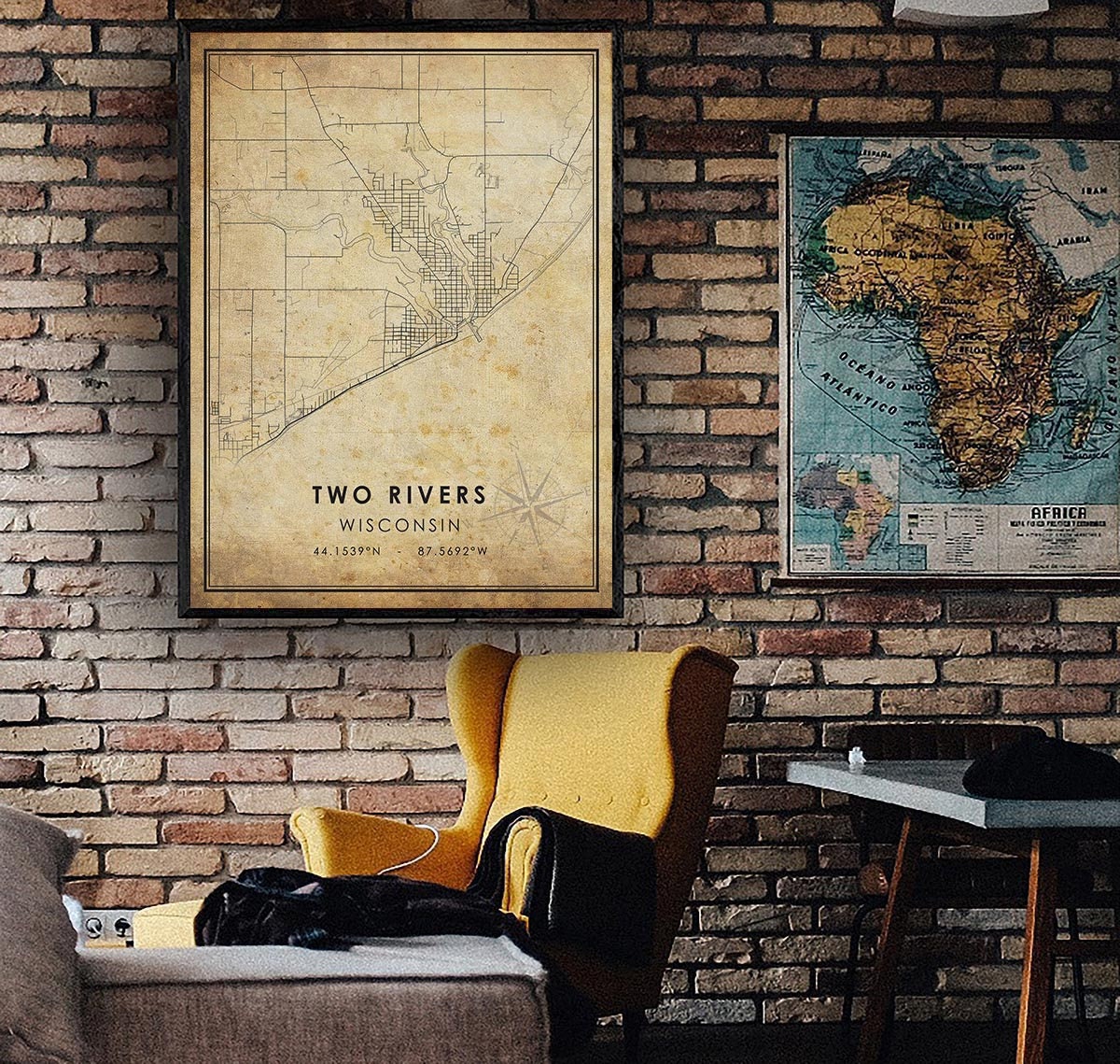 Two Rivers Map Print | Two Rivers Map | Wisconsin Map Art | Two Rivers ...