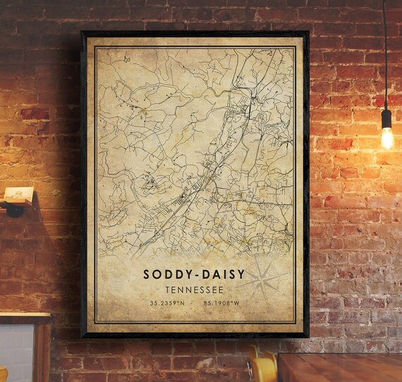Soddy Daisy Tn Map Soddy-Daisy Vintage Map Print Soddy-Daisy Map Tennessee | Etsy