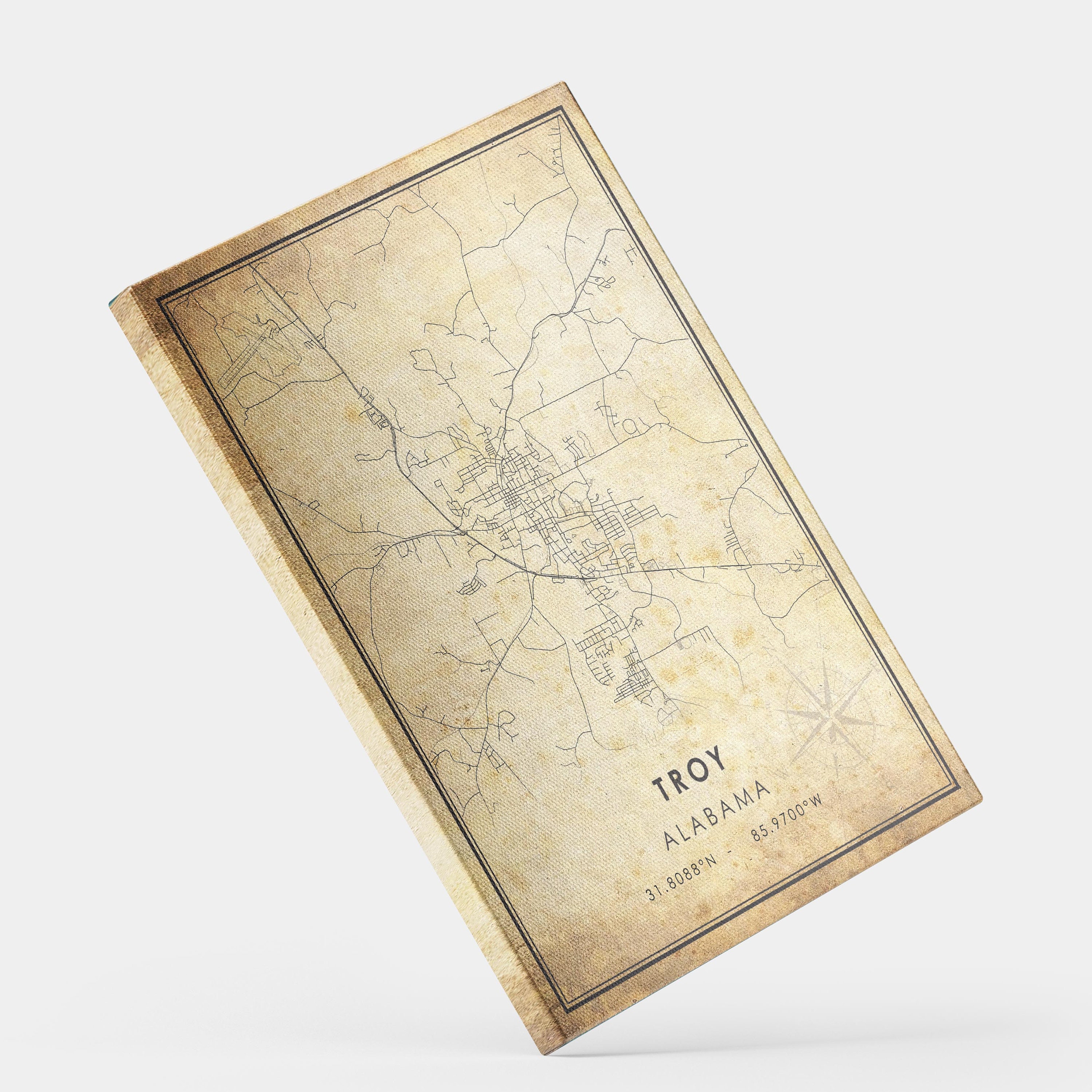 Troy Map Print Troy Map Alabama Map Art Troy City Road Etsy