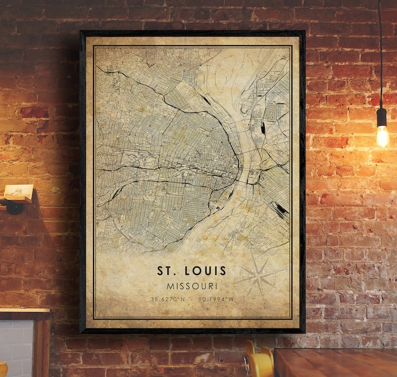 St. Louis Vintage Map Print St. Louis Map Missouri Map Art - Etsy