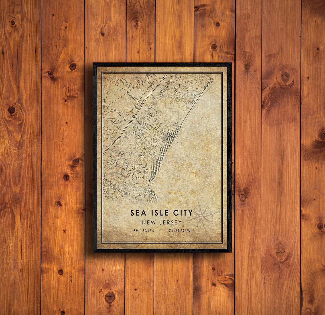 Sea Isle City Map Print Sea Isle City Map New Jersey Map Etsy