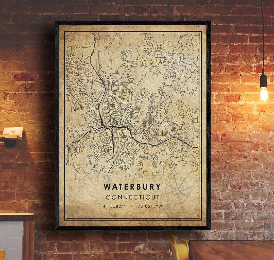 Waterbury Vintage Map Print Waterbury Connecticut Map - Etsy Israel