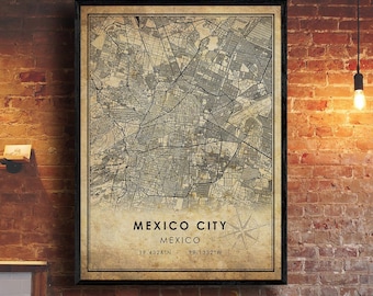 Mexico City Map Print | Mexico City Map | Mexico Map Art | Mexico City Road Map Poster | Vintage Gift Map