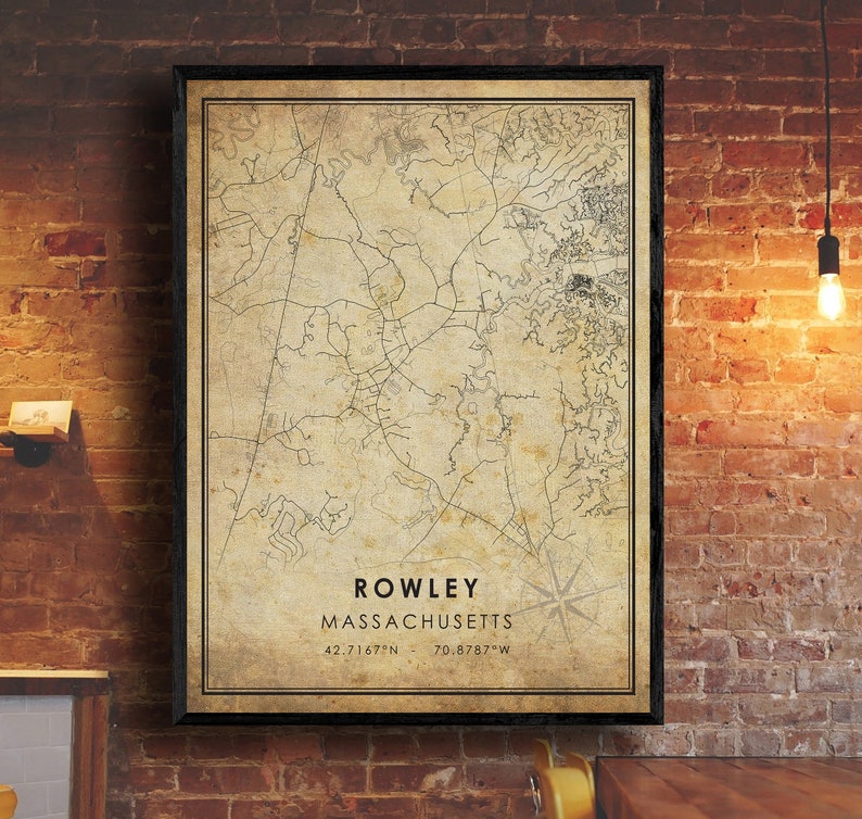 Rowley Vintage Map Print Rowley Massachusetts Map Rowley Etsy