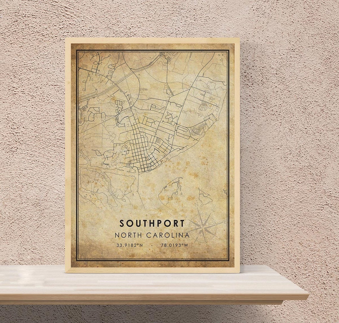 Southport Map Print Southport Map North Carolina Map Art Etsy