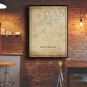 Gatlinburg Map Print Gatlinburg Map Tennessee Map Art Gatlinburg City Road Map Poster Vintage Gift Map image 4