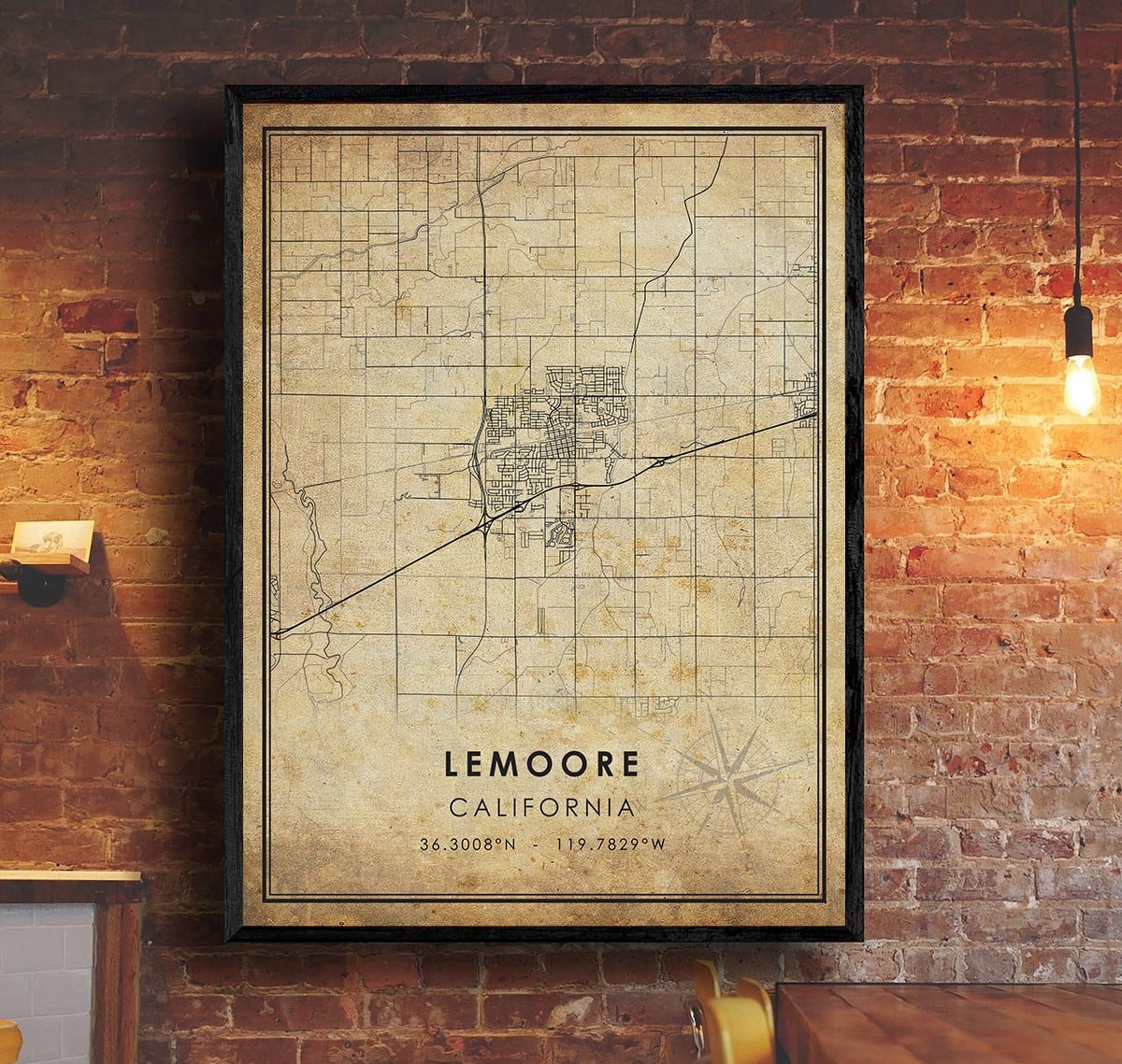 Lemoore Vintage Map Print Lemoore Map California Map Art - Etsy Australia