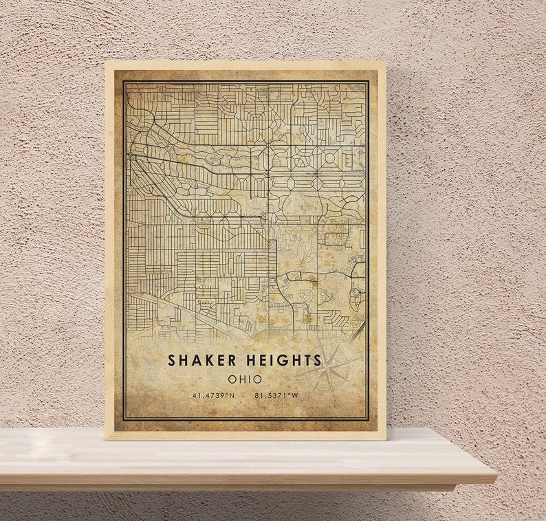 Shaker Heights Map Print Shaker Heights Map Ohio Map Art Etsy