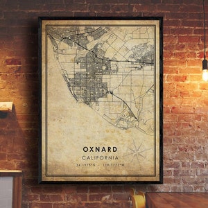Oxnard Map Print | Oxnard Map | California Map Art | Oxnard Road Map Poster | Vintage Gift Map