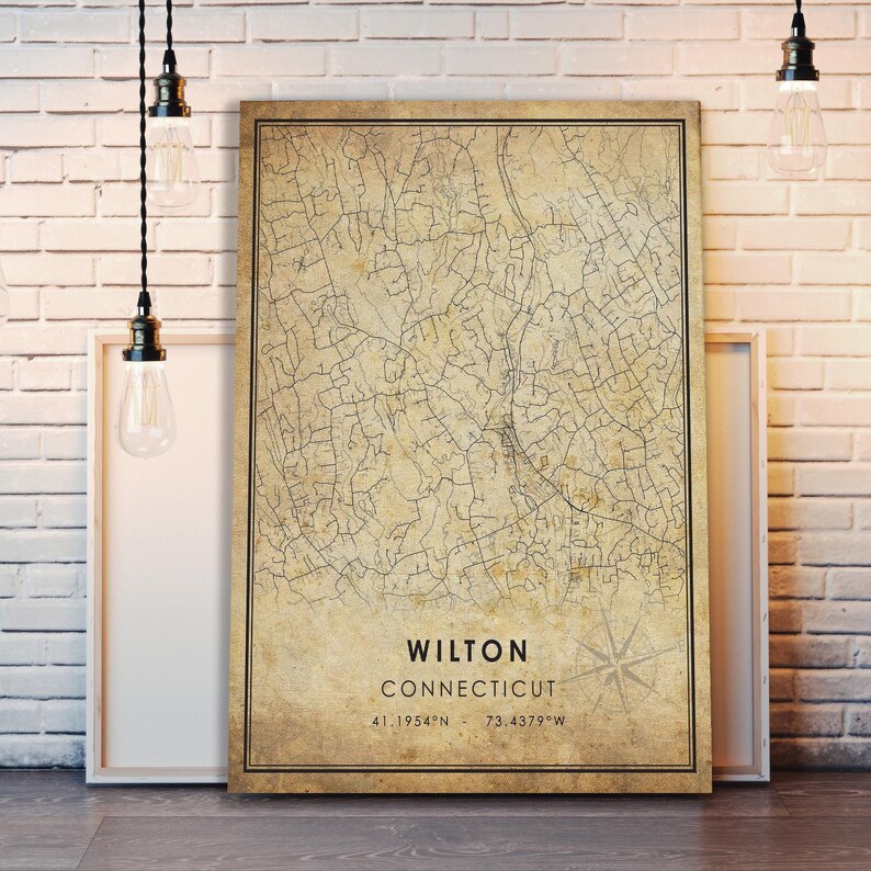 Wilton Map Print Wilton Map Connecticut Map Art Wilton Etsy