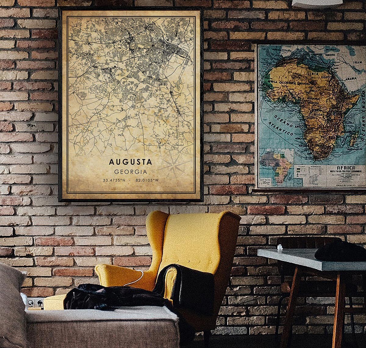Augusta Vintage Map Print | Augusta Map | Georgia Map Art | Augusta ...