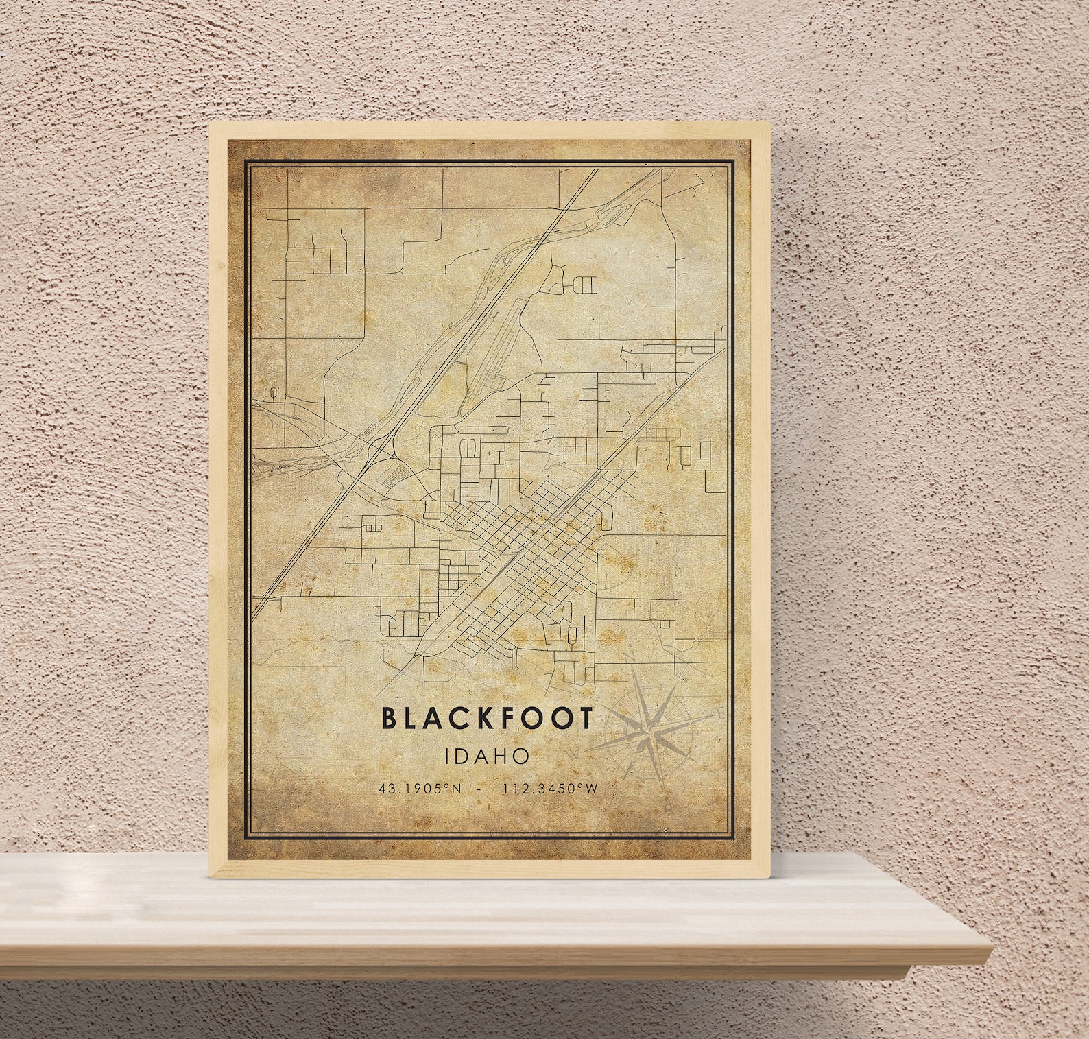 Blackfoot Vintage Map Print Blackfoot Map Idaho Map Art Etsy