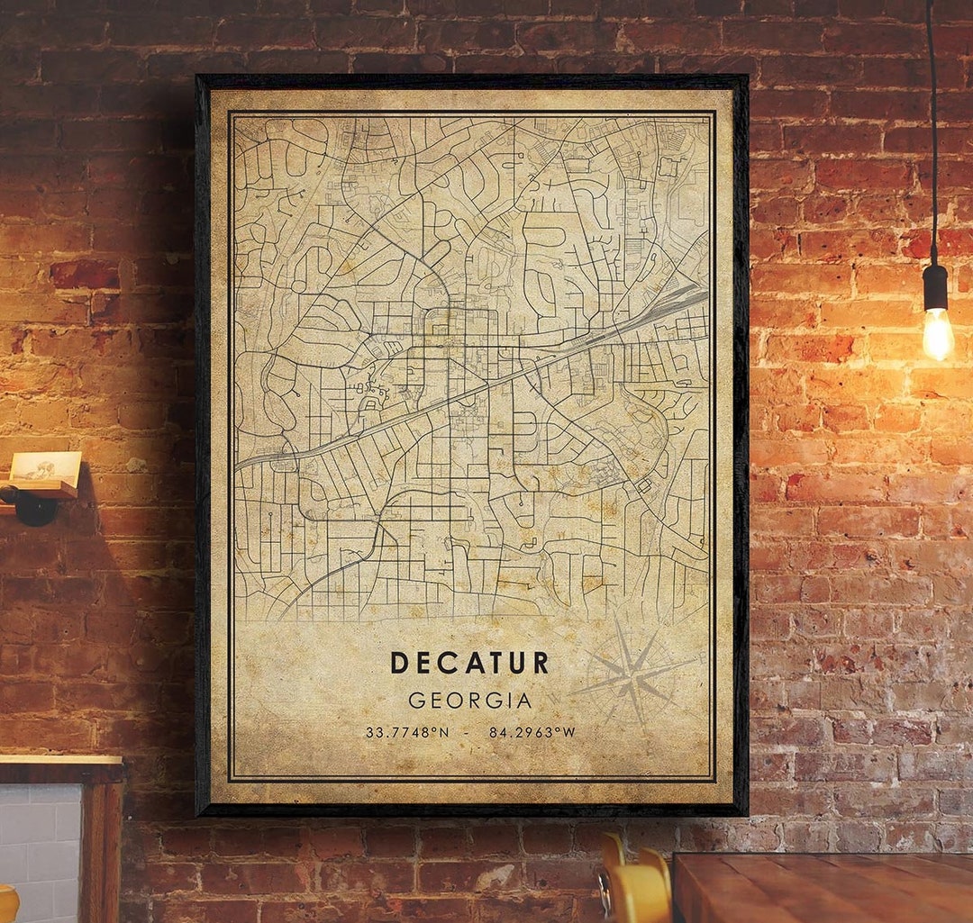 Decatur Vintage Map Print | Decatur Georgia Map | Georgia Map Art ...