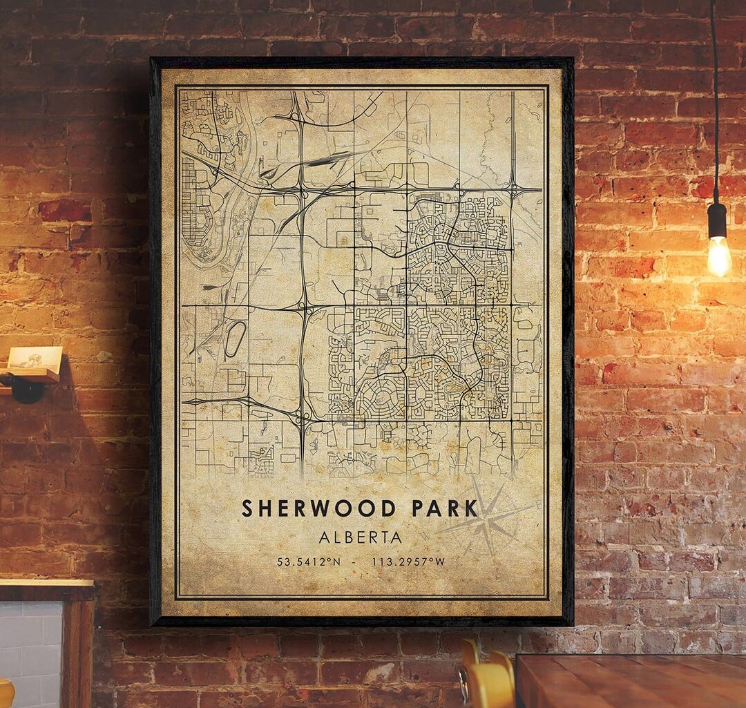 Sherwood Park Map Print Sherwood Park Map Alberta Map Art Sherwood Park City Road Map Poster ...