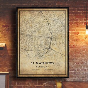 St Matthews Map Print | St Matthews Map | Kentucky Map Art | St Matthews City Road Map Poster | Vintage Gift Map