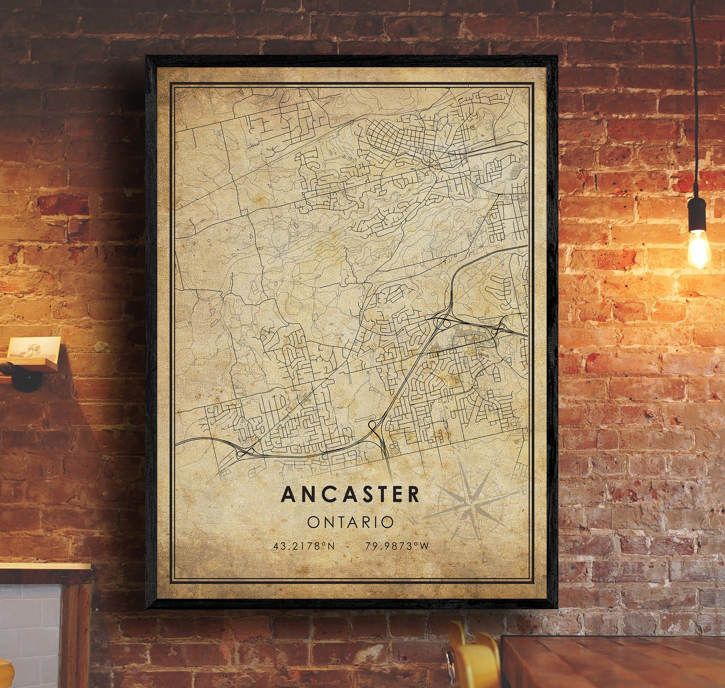 Ancaster Vintage Map Print Ancaster Map Ancaster Ontario Etsy