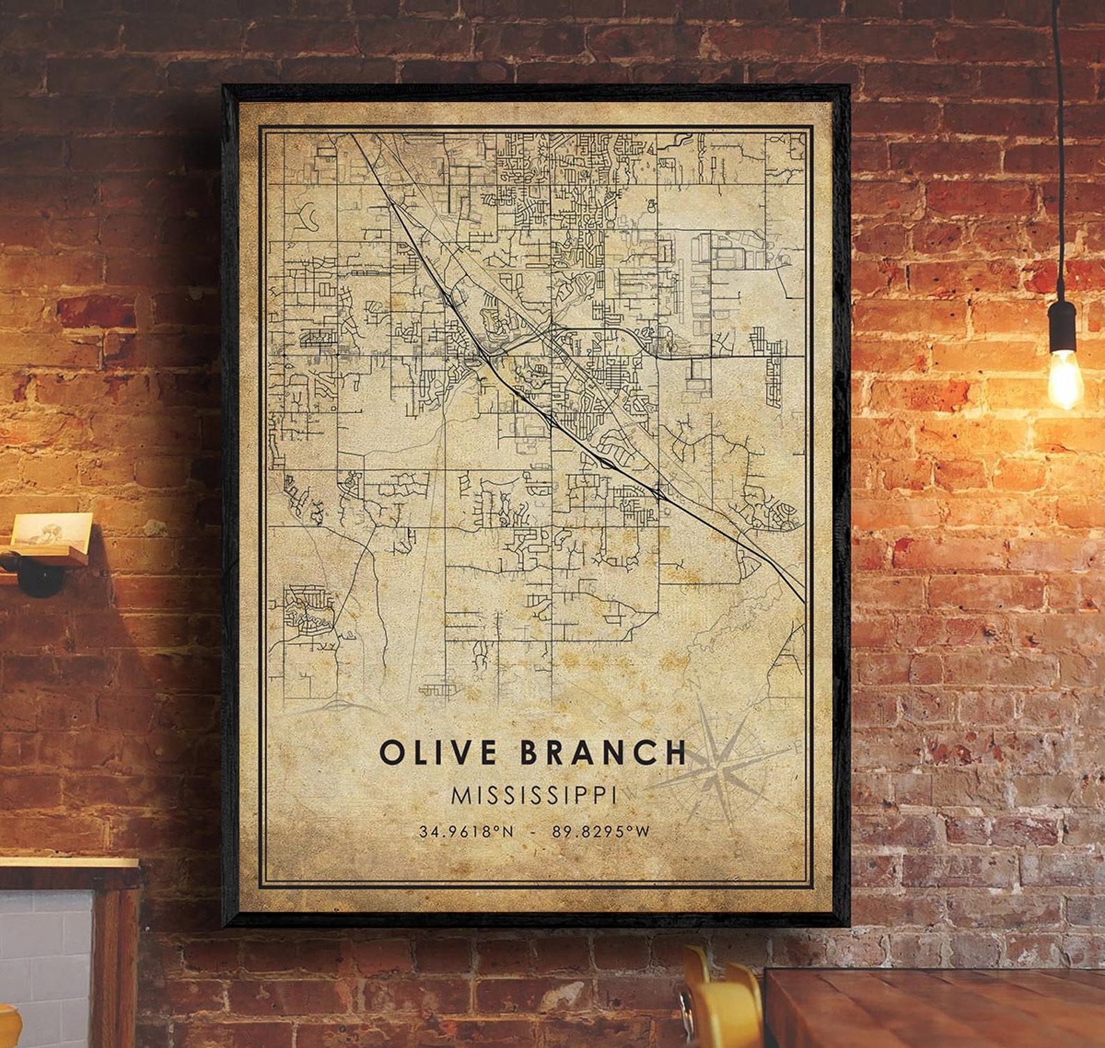 Olive Branch Map Print / Olive Branch Map / Mississippi Map Etsy