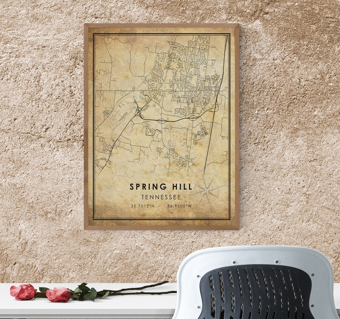 Spring Hill Vintage Map Print Spring Hill Map Tennessee Etsy