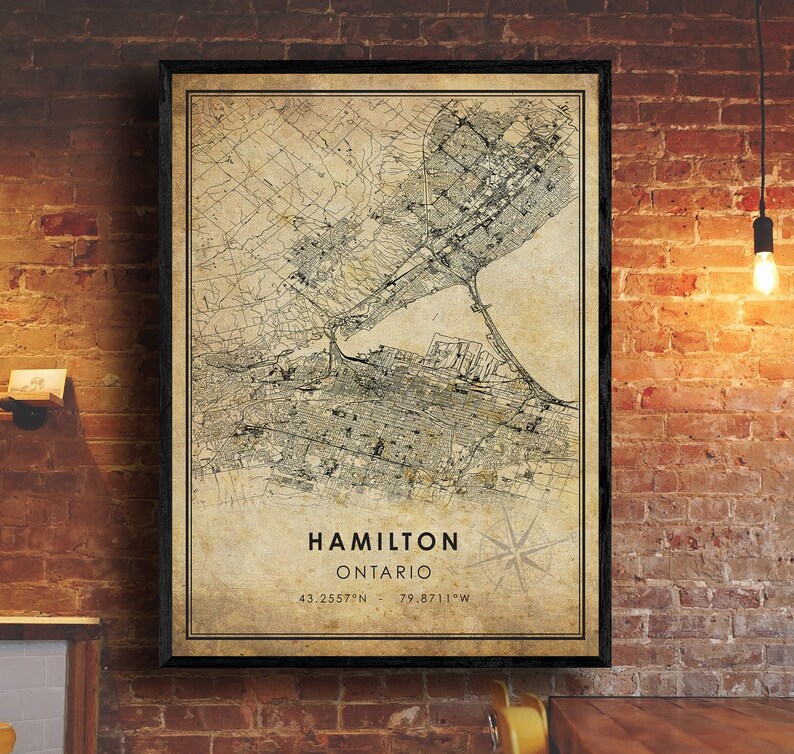Hamilton Vintage Map Print Hamilton Map Ontario Map Art Etsy