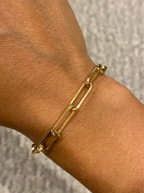 Gold filled sale paperclip bracelet