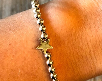 Gold Filled Beaded Ball Bracelet with Gold Filled Star