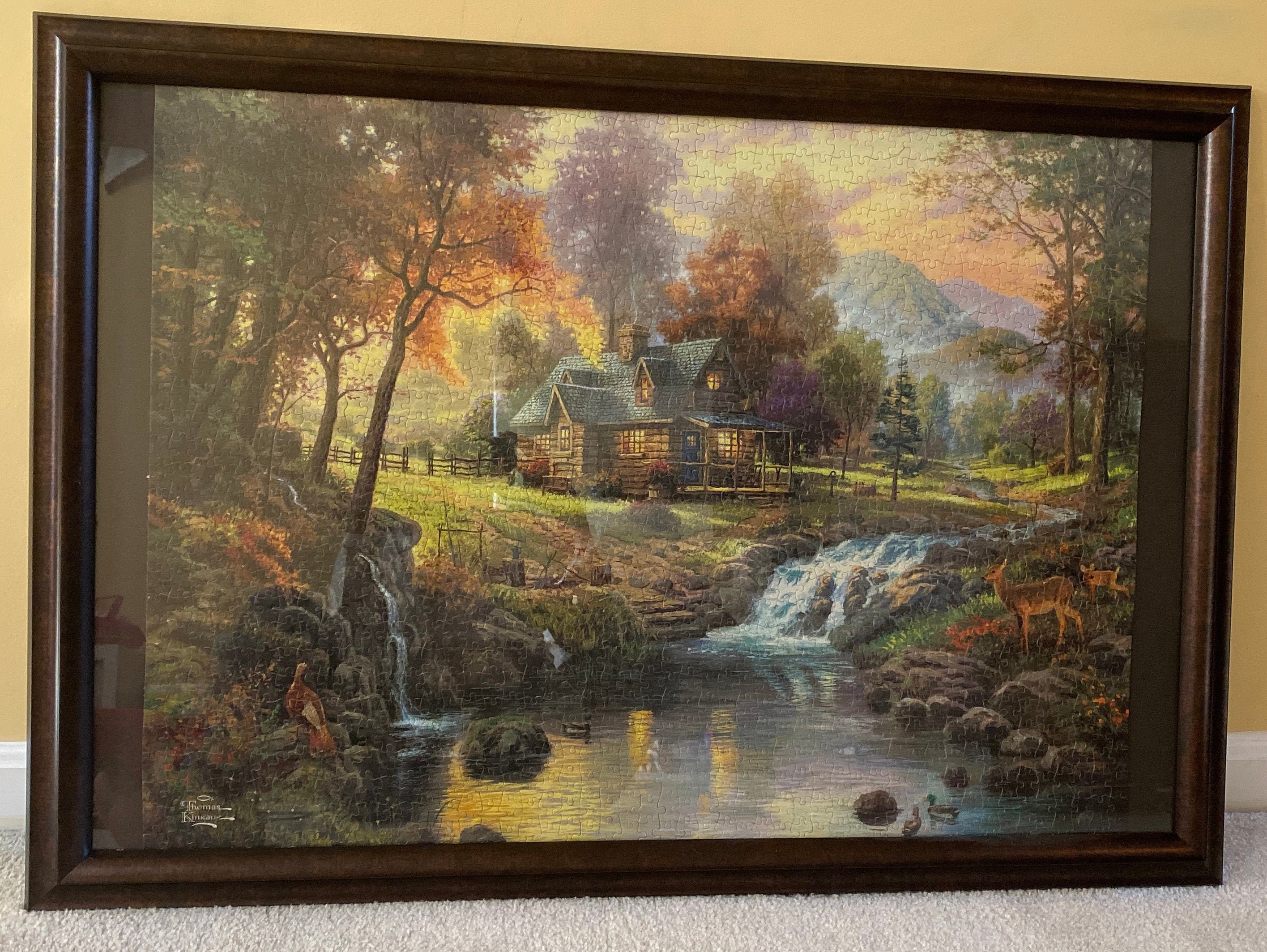 Thomas Kinkade Mountain retreat framed puzzle 1000 pieces | Etsy