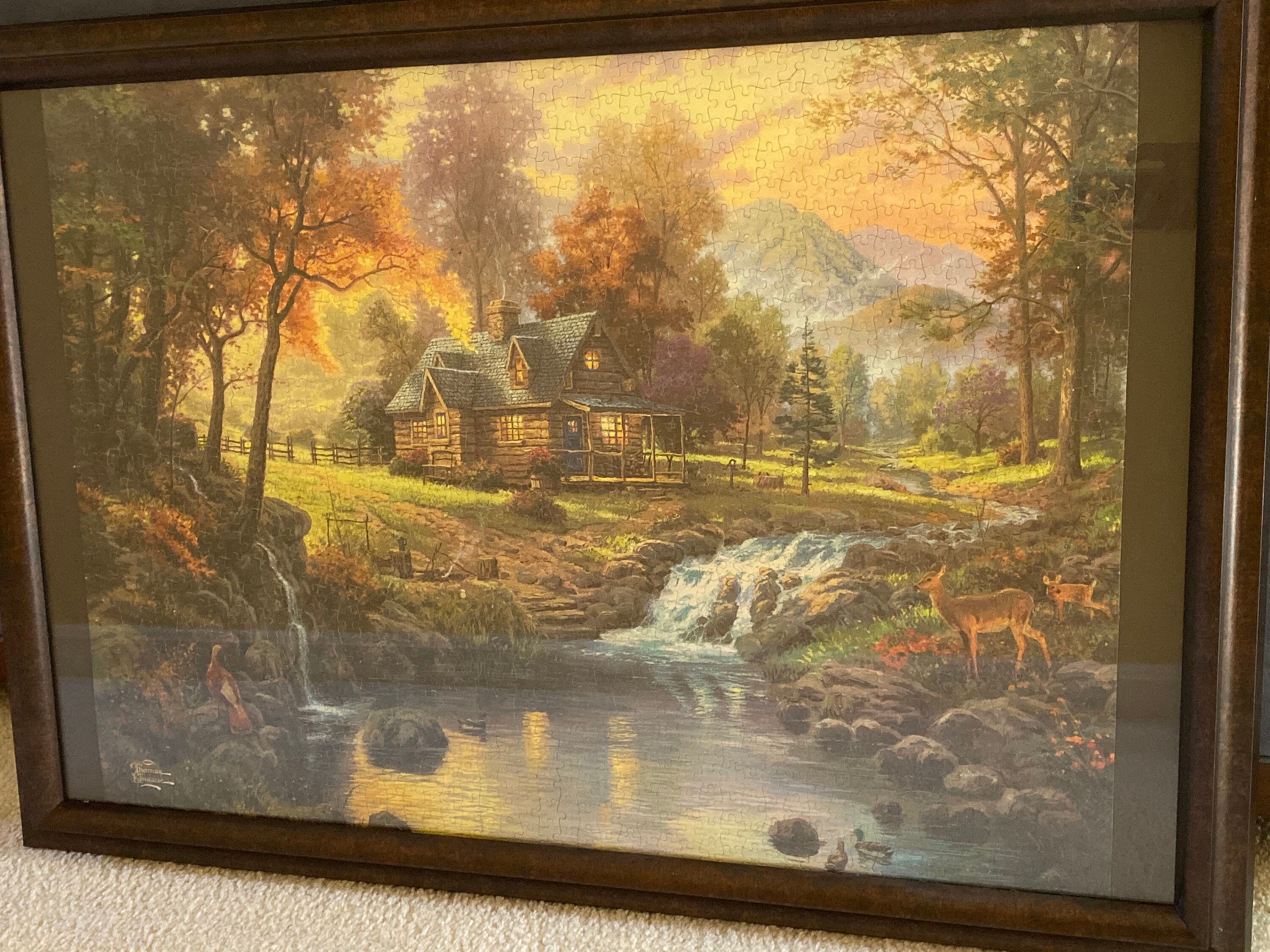 Thomas Kinkade Mountain retreat framed puzzle 1000 pieces Etsy