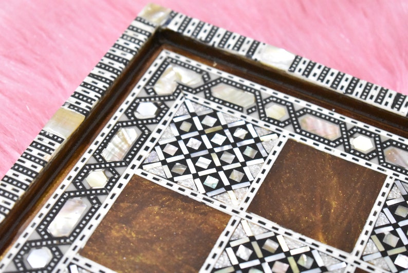 Handmade Egyptian Mother Of Pearl Chess Board - 16.8 Inch, Beech Wood Inlaid, Artisan Crafted