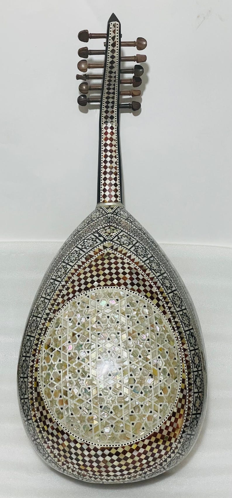 M22 Egyptisch-Arabisch blauw parelmoer OUD Klassieke geavanceerde/professionele UD met gratis harde etui/gewatteerde tas/2 plectrum afbeelding 8