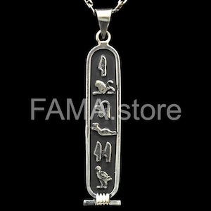 Personalized pendant Customized, Ancient Egyptian Necklace Cartouche, Oxidized Sterling Silver, your name translate to Hieroglyphs