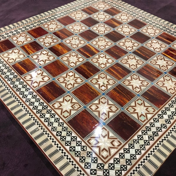 M08 Egyptian handmade Chess board ,handcraft inlaid mother of pearl 20 inch