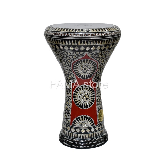 17 inches M18 Drum Darbuka tabla doumbek mother of pearl Gawharet El fan free bag , extra head and tuning tool  Egyptian hand made