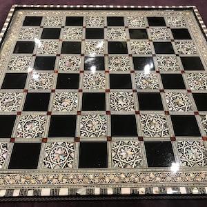 M06 Egyptian handmade Chess board ,handcraft inlaid mother of pearl 16.8 inch