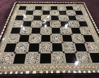 M06 Egyptian handmade Chess board ,handcraft inlaid mother of pearl 16.8 inch