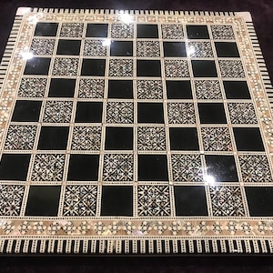M01 Egyptian handmade Chess board ,handcraft inlaid mother of pearl 12&quot;