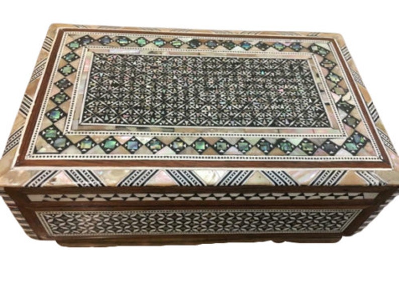 Egyptian Wood Jewelry Box Inlaid mother of Pearl Handmade 8 x Etsy